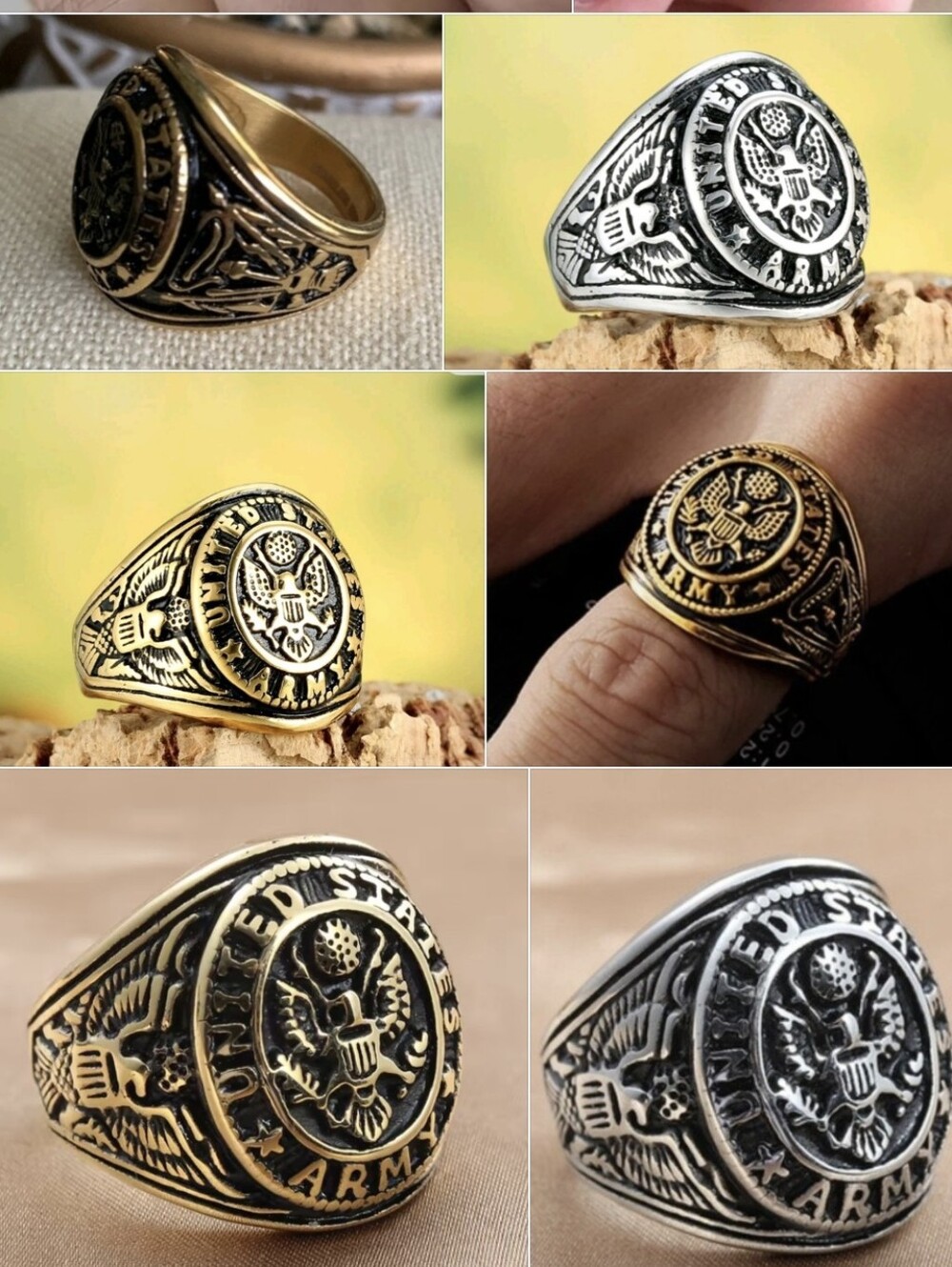 Stainless steel Army American Flag Eagle ring Sizes 7 - 13